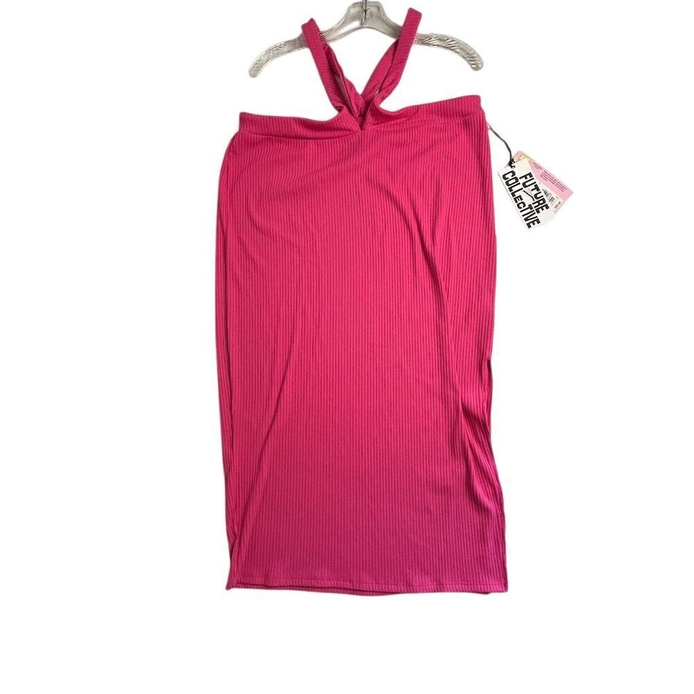 Future Collective Alani Noelle Women's Dress Size‎ L Hot Pink Stretch